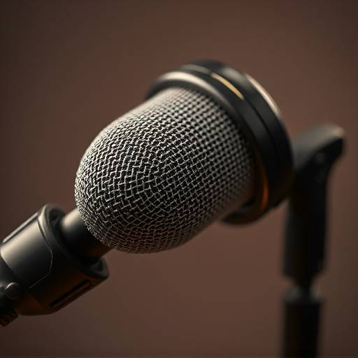 Close-up of a high-quality podcasting microphone