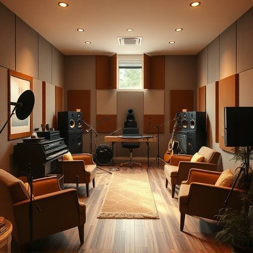 Interior of Echo Chamber Studios, showcasing recording equipment and comfortable seating.