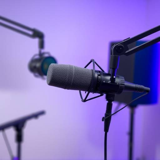 Podcast microphone in a professional studio setting